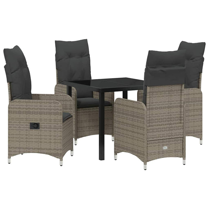 Set de masă pentru grădină cu pernă 5 pcs Gri Rattan poli - WALTI WALTI