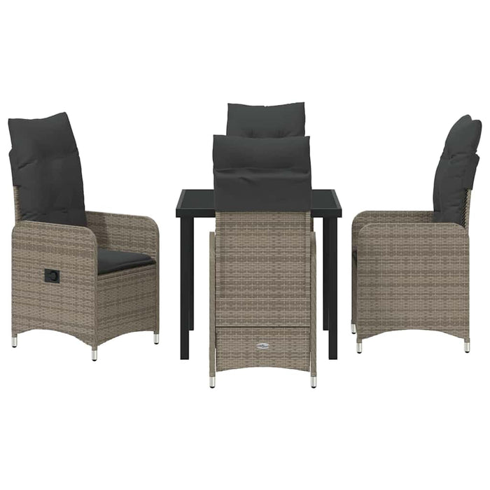 Set de masă pentru grădină cu pernă 5 pcs Gri Rattan poli - WALTI WALTI