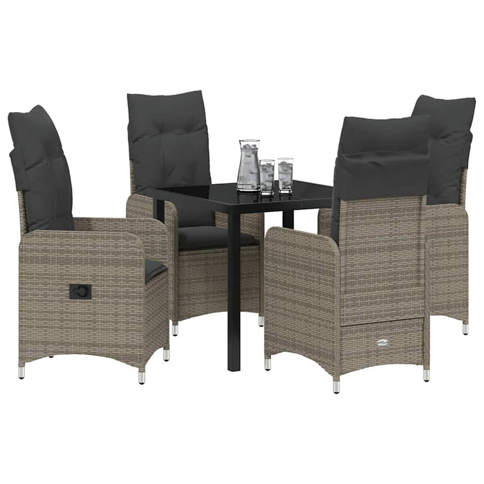 Set de masă pentru grădină cu pernă 5 pcs Gri Rattan poli - WALTI WALTI
