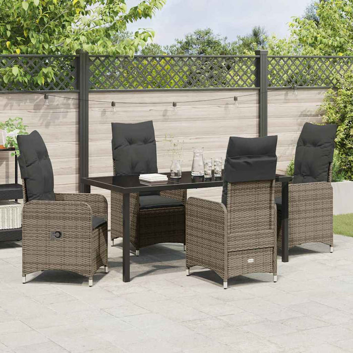 Set de masă pentru grădină cu pernă 5 pcs Gri poliratan - WALTI WALTI