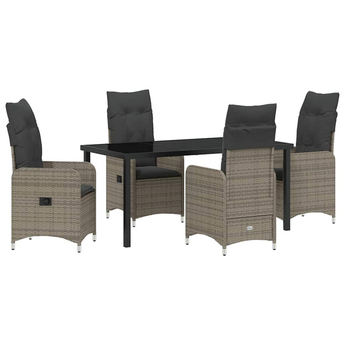 Set de masă pentru grădină cu pernă 5 pcs Gri poliratan - WALTI WALTI