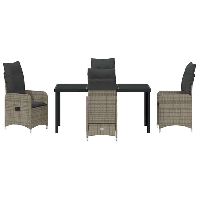 Set de masă pentru grădină cu pernă 5 pcs Gri poliratan - WALTI WALTI