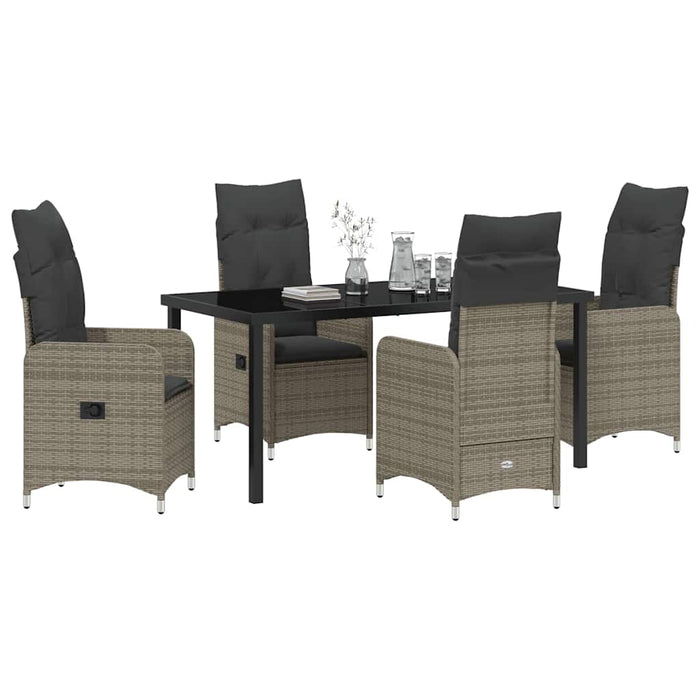 Set de masă pentru grădină cu pernă 5 pcs Gri poliratan - WALTI WALTI