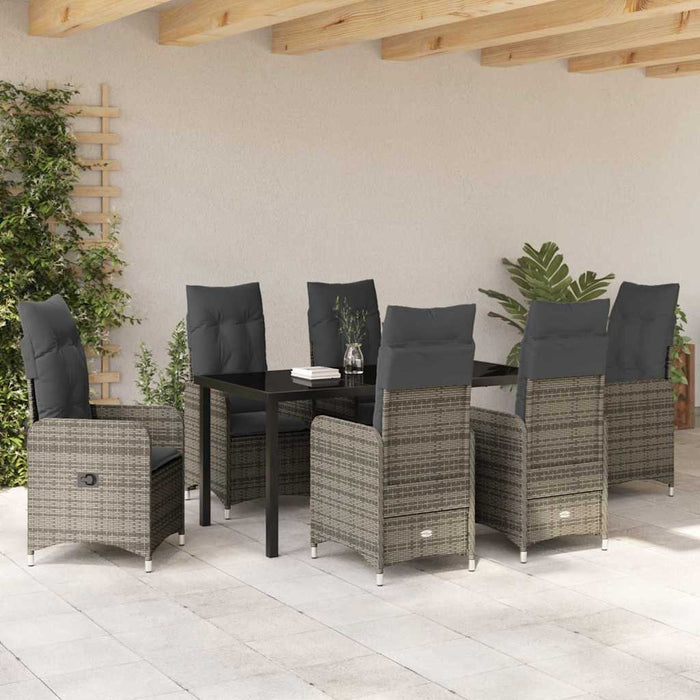 Set de masă pentru grădină cu pernă 7 pcs Gri poliratan - WALTI WALTI