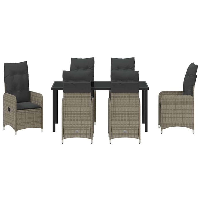 Set de masă pentru grădină cu pernă 7 pcs Gri poliratan - WALTI WALTI