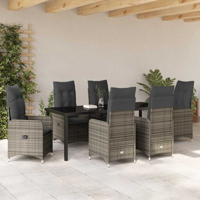 Set de masă pentru grădină cu pernă 7 pcs Gri poliratan - WALTI WALTI