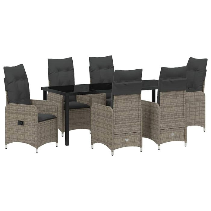 Set de masă pentru grădină cu pernă 7 pcs Gri poliratan - WALTI WALTI