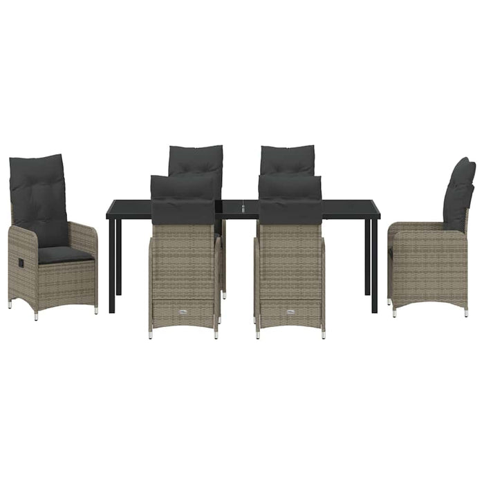 Set de masă pentru grădină cu pernă 7 pcs Gri poliratan - WALTI WALTI