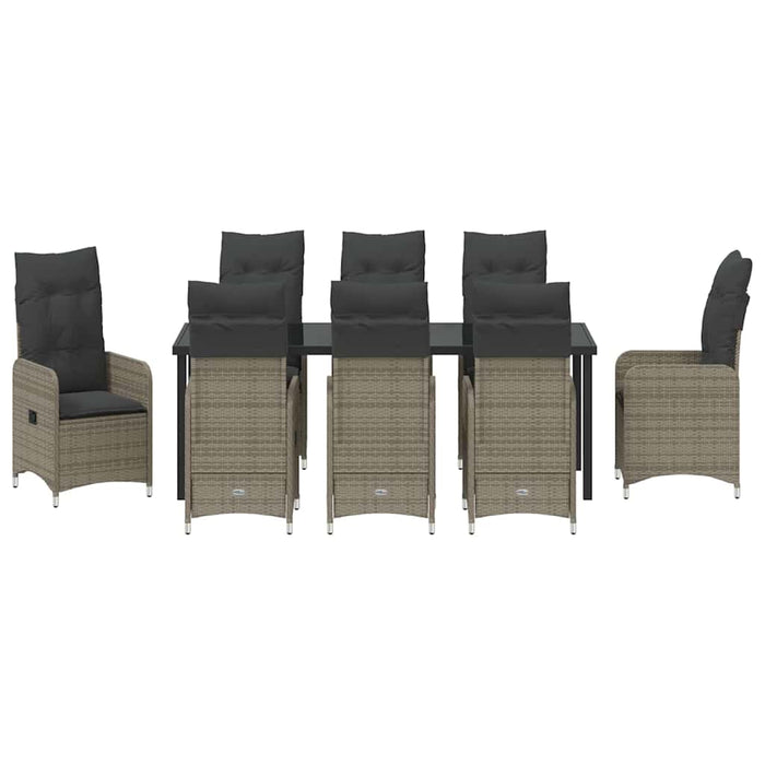 Set de masă pentru grădină cu pernă 9 pcs Gri poliratan - WALTI WALTI