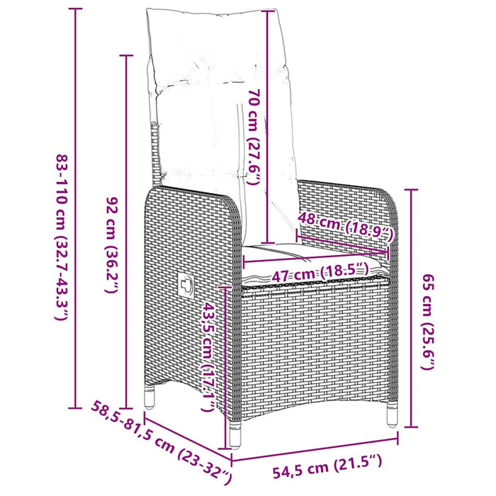 Set de masă pentru grădină cu pernă 9 pcs Gri poliratan - WALTI WALTI