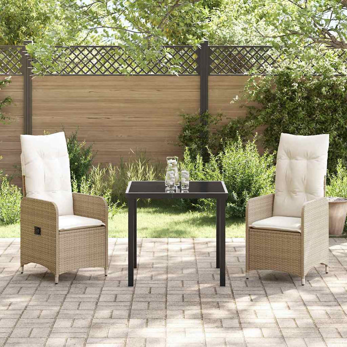 Set de masă pentru grădină cu pernă 3 pcs Bej Rattan poli - WALTI WALTI