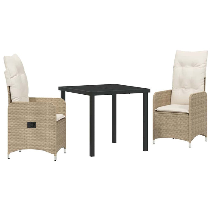 Set de masă pentru grădină cu pernă 3 pcs Bej Rattan poli - WALTI WALTI