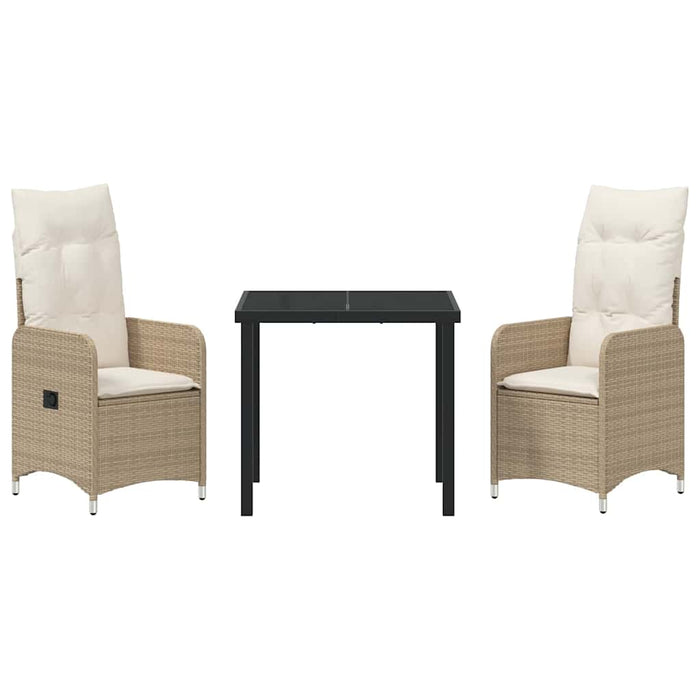 Set de masă pentru grădină cu pernă 3 pcs Bej Rattan poli - WALTI WALTI