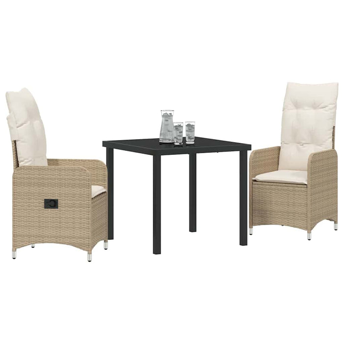 Set de masă pentru grădină cu pernă 3 pcs Bej Rattan poli - WALTI WALTI