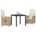 Set de masă pentru grădină cu pernă 3 pcs Bej Rattan poli - WALTI WALTI