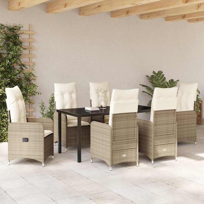 Set de masă pentru grădină cu pernă 7 pcs Bej poliratan - WALTI WALTI