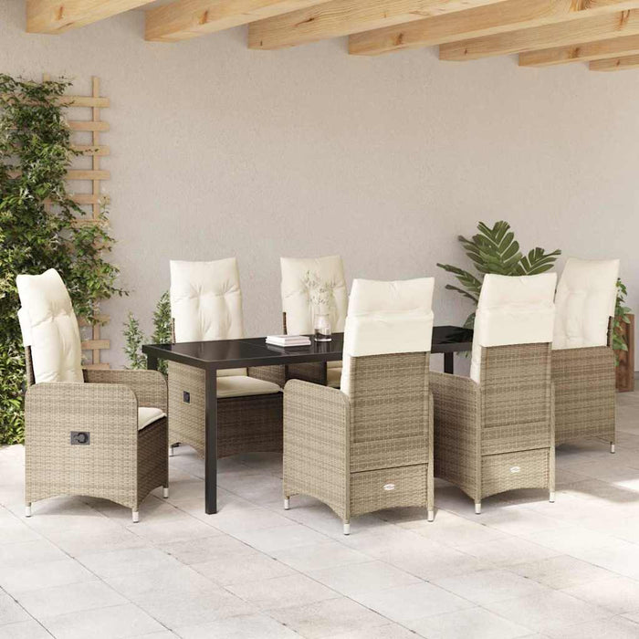 Set de masă pentru grădină cu pernă 7 pcs Bej poliratan - WALTI WALTI