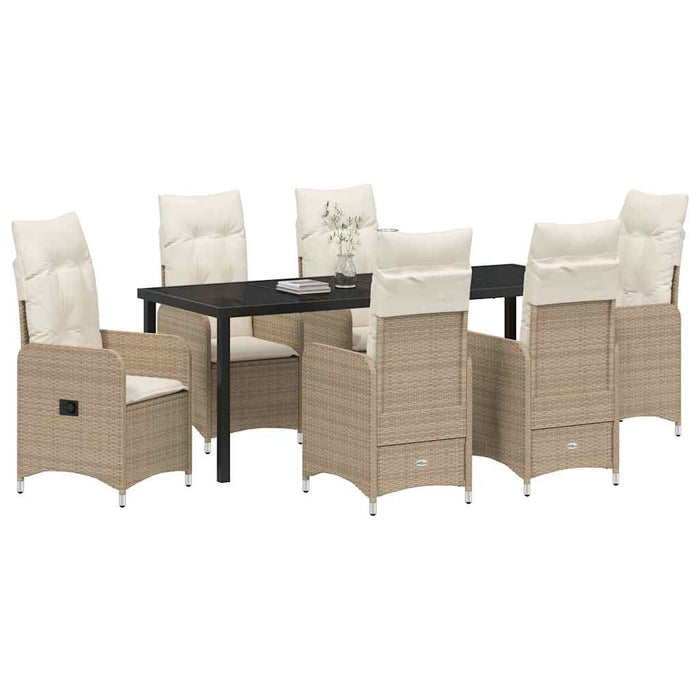Set de masă pentru grădină cu pernă 7 pcs Bej poliratan - WALTI WALTI