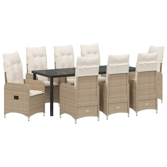 Set de masă pentru grădină cu pernă 9 pcs Bej poliratan - WALTI WALTI