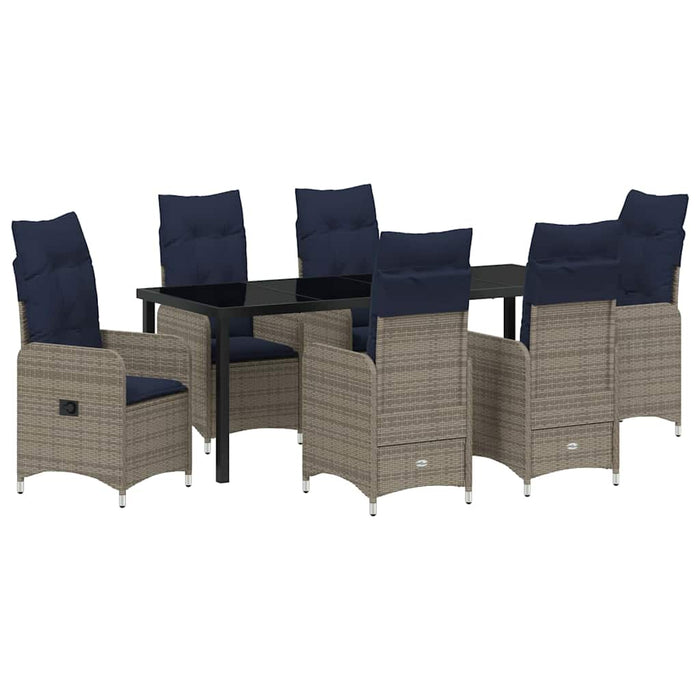 Set de masă pentru grădină cu pernă 7 pcs Negru poliratan - WALTI WALTI