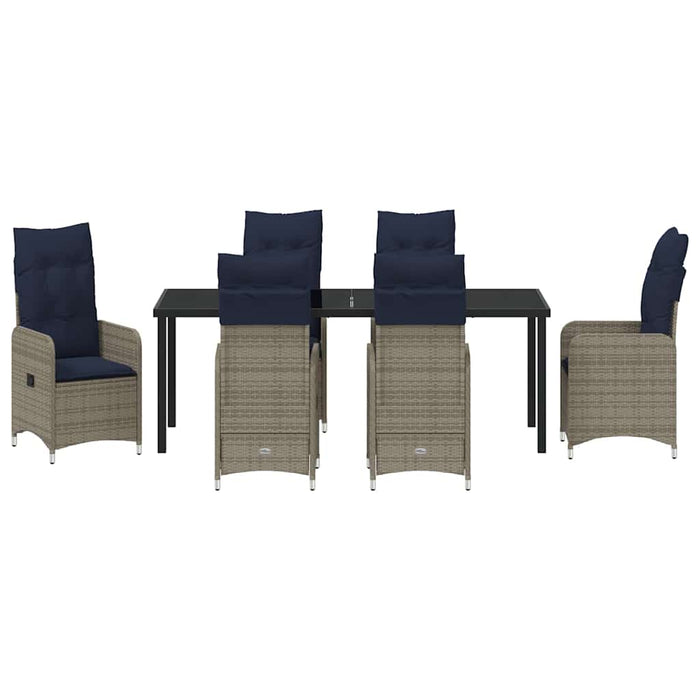 Set de masă pentru grădină cu pernă 7 pcs Negru poliratan - WALTI WALTI