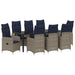 Set de masă pentru grădină cu pernă 9 pcs Negru poliratan - WALTI WALTI