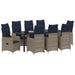 Set de masă pentru grădină cu pernă 9 pcs Negru poliratan - WALTI WALTI