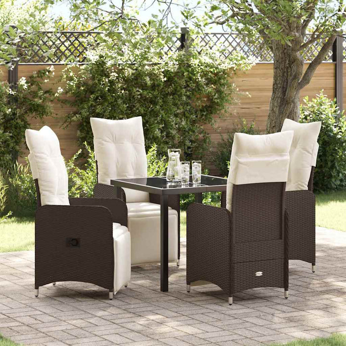 Set de masă pentru grădină cu pernă 5 pcs Maro Rattan poli - WALTI WALTI