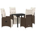 Set de masă pentru grădină cu pernă 5 pcs Maro Rattan poli - WALTI WALTI