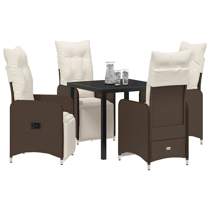 Set de masă pentru grădină cu pernă 5 pcs Maro Rattan poli - WALTI WALTI