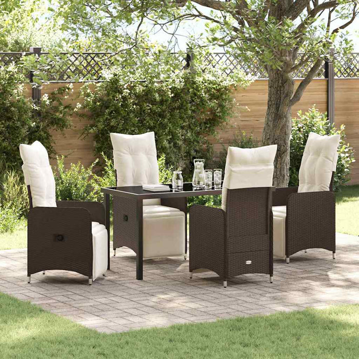 Set de masă pentru grădină cu pernă 5 pcs Maro Rattan poli - WALTI WALTI