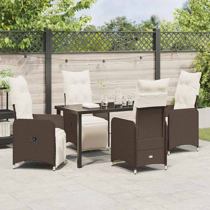 Set de masă pentru grădină cu pernă 5 pcs Maro Rattan poli - WALTI WALTI
