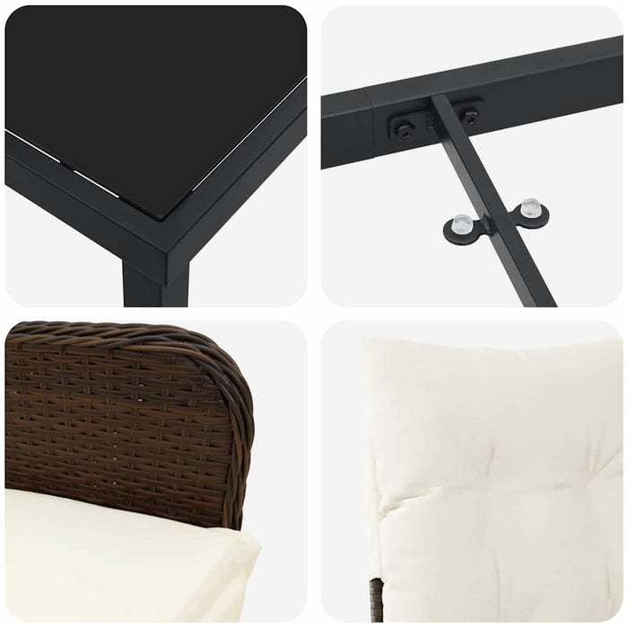 Set de masă pentru grădină cu pernă 7 pcs Maro poliratan - WALTI WALTI