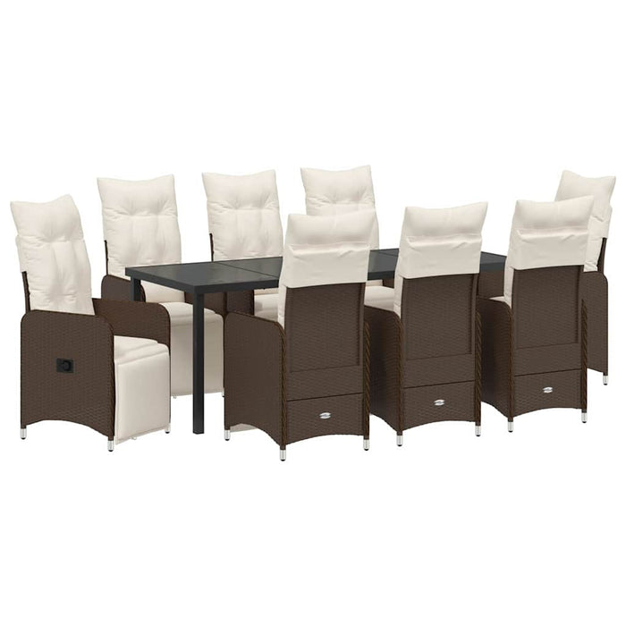 Set de masă pentru grădină cu pernă 9 pcs Maro poliratan - WALTI WALTI