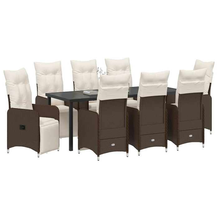 Set de masă pentru grădină cu pernă 9 pcs Maro poliratan - WALTI WALTI