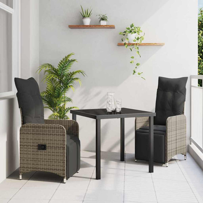 Set de masă pentru grădină cu pernă 3 pcs Gri Rattan poli - WALTI WALTI