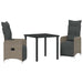 Set de masă pentru grădină cu pernă 3 pcs Gri Rattan poli - WALTI WALTI