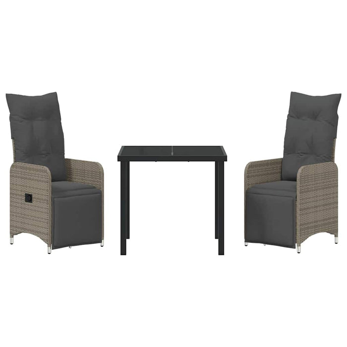 Set de masă pentru grădină cu pernă 3 pcs Gri Rattan poli - WALTI WALTI