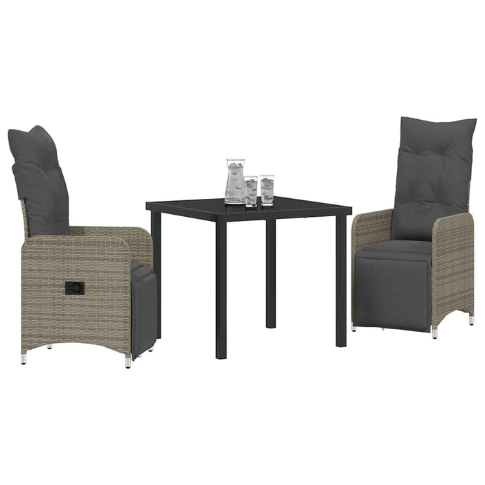 Set de masă pentru grădină cu pernă 3 pcs Gri Rattan poli - WALTI WALTI