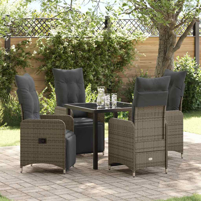 Set de masă pentru grădină cu pernă 5 pcs Gri Rattan poli - WALTI WALTI