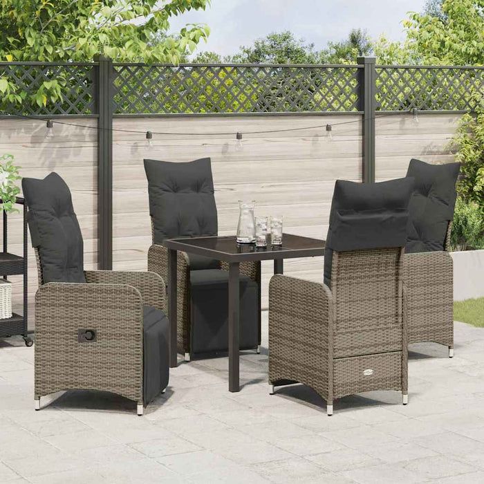 Set de masă pentru grădină cu pernă 5 pcs Gri Rattan poli - WALTI WALTI