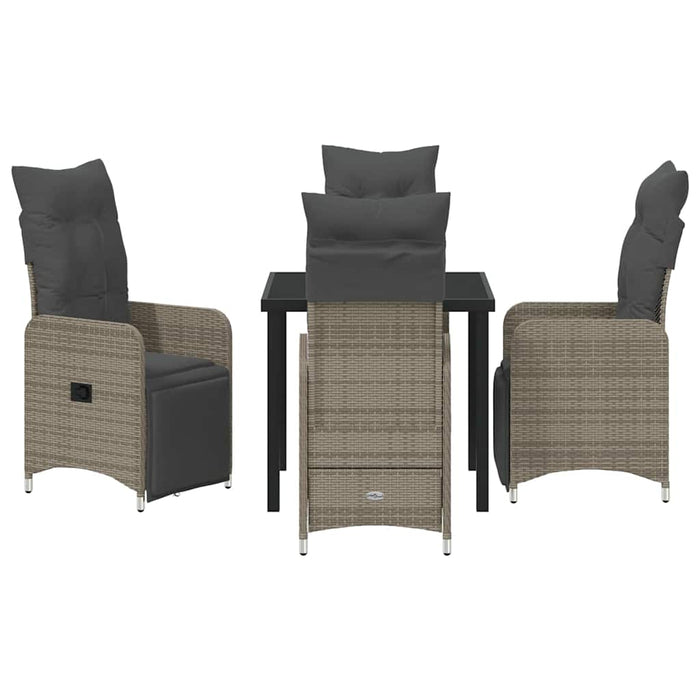 Set de masă pentru grădină cu pernă 5 pcs Gri Rattan poli - WALTI WALTI