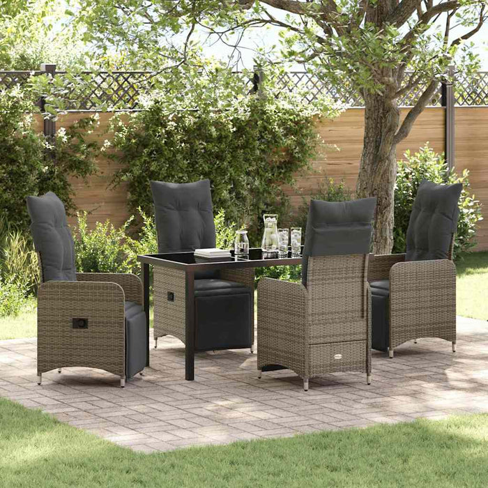 Set de masă pentru grădină cu pernă 5 pcs Gri Rattan poli - WALTI WALTI