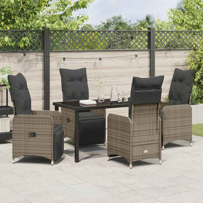 Set de masă pentru grădină cu pernă 5 pcs Gri Rattan poli - WALTI WALTI