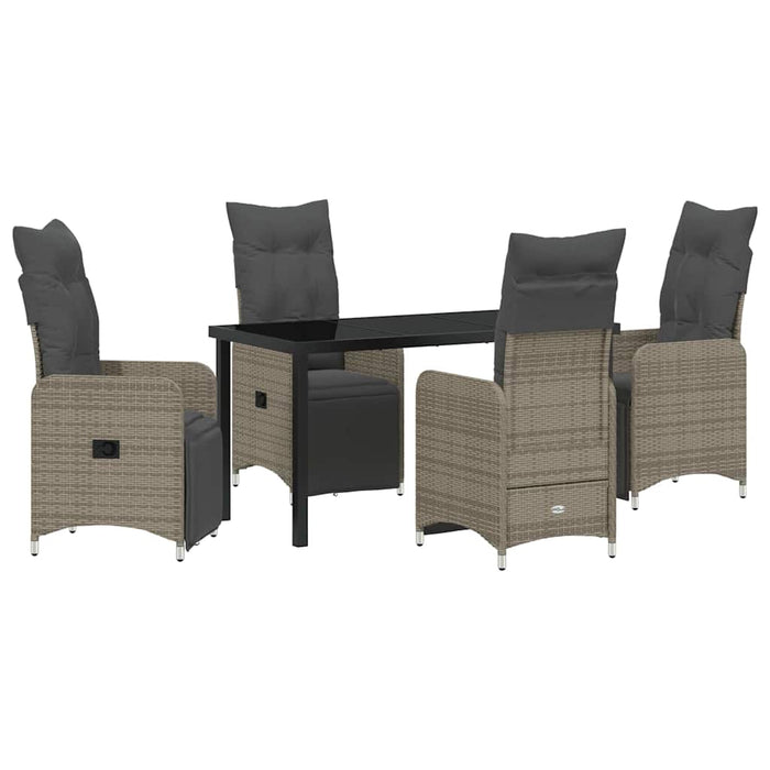 Set de masă pentru grădină cu pernă 5 pcs Gri Rattan poli - WALTI WALTI