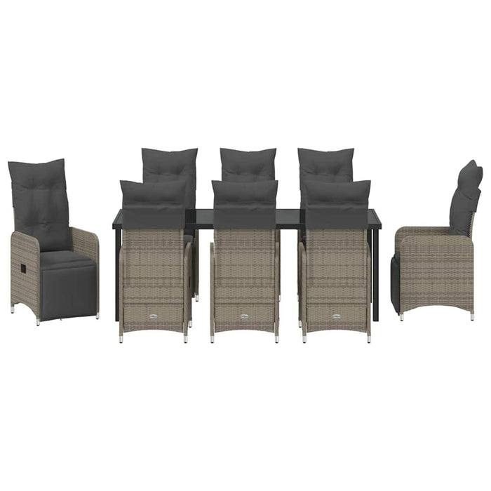 Set de masă pentru grădină cu pernă 9 pcs Gri poliratan - WALTI WALTI
