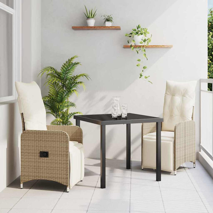 Set de masă pentru grădină cu pernă 3 pcs Bej Rattan poli - WALTI WALTI