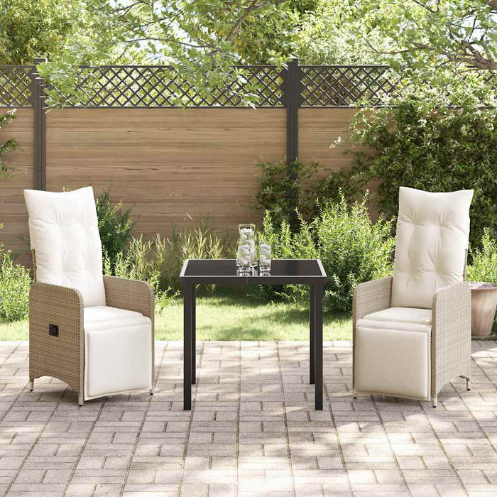 Set de masă pentru grădină cu pernă 3 pcs Bej Rattan poli - WALTI WALTI