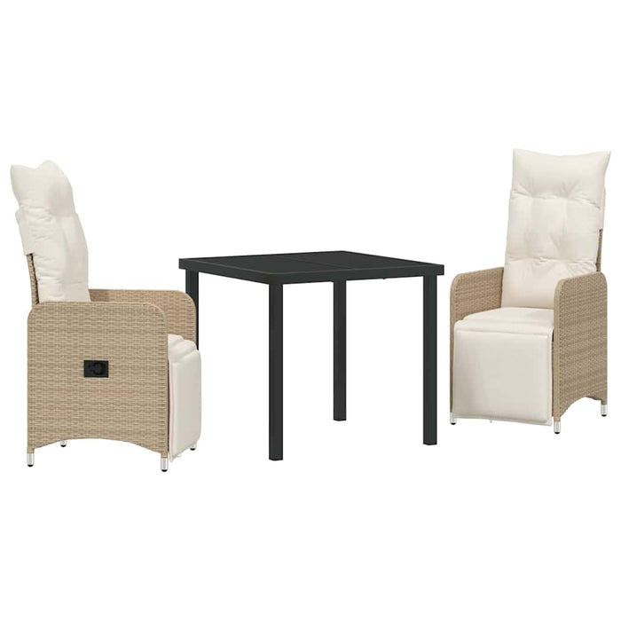 Set de masă pentru grădină cu pernă 3 pcs Bej Rattan poli - WALTI WALTI