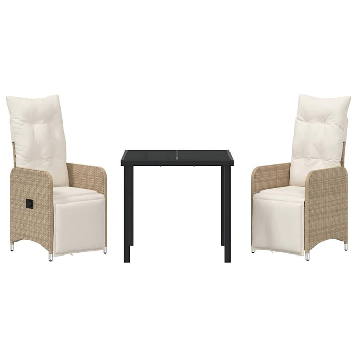 Set de masă pentru grădină cu pernă 3 pcs Bej Rattan poli - WALTI WALTI